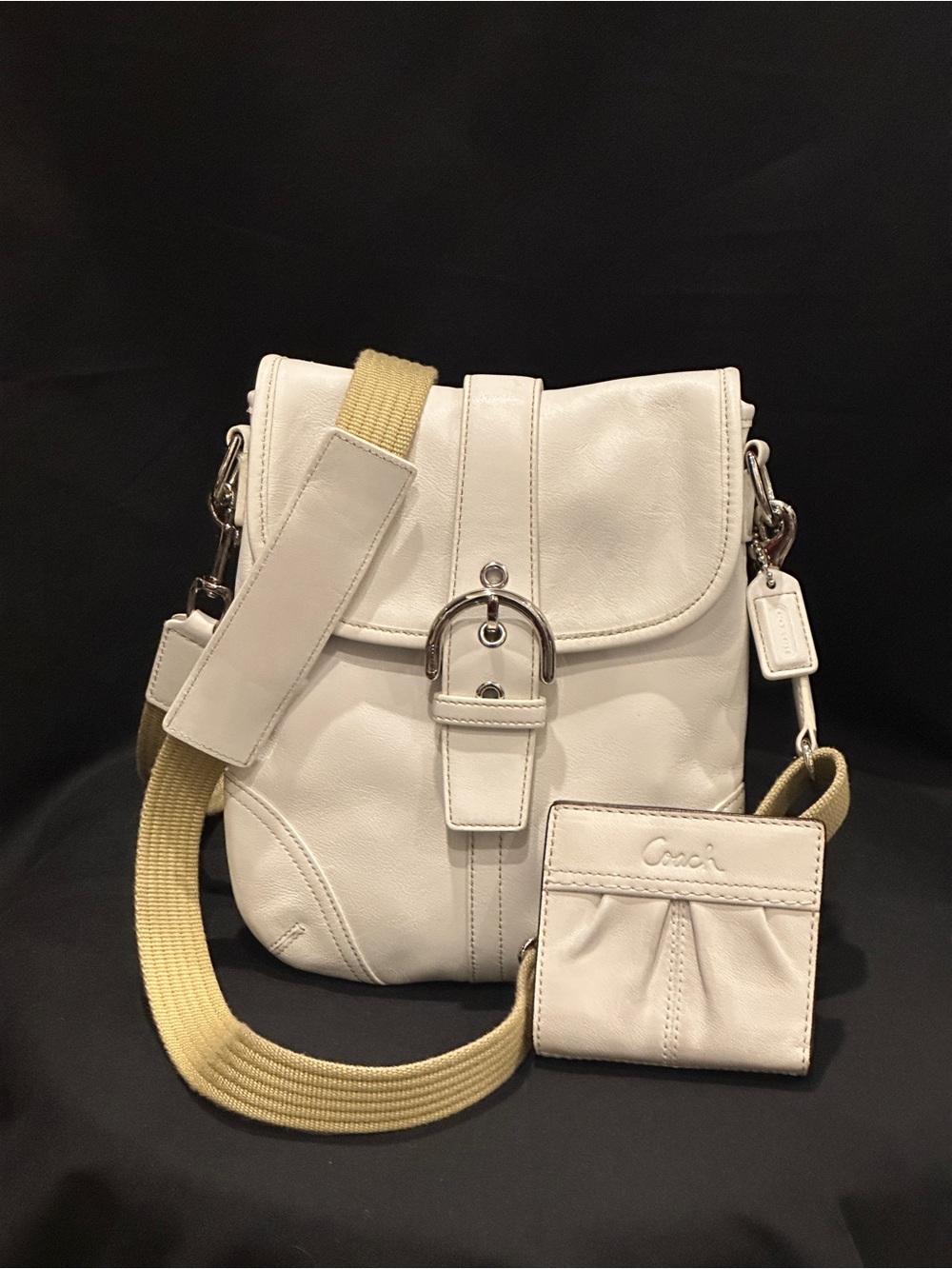 Coach Off-White Crossbody Bag + Matching Coach Wallet Bundle | Vintage Style